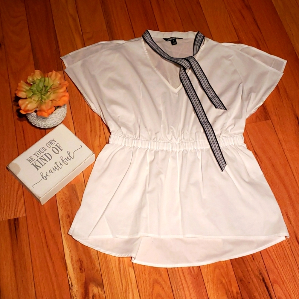 NWOT Project Runway White Peplum top
